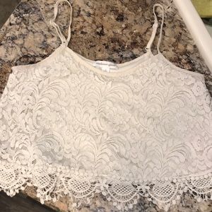 Cream floral lace crop top
